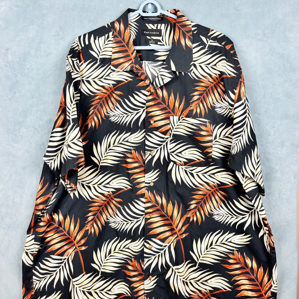 Paul Fredrick Mens 3XL Classic Fit Tropical Palm Leaf Cotton Button Down Shirt